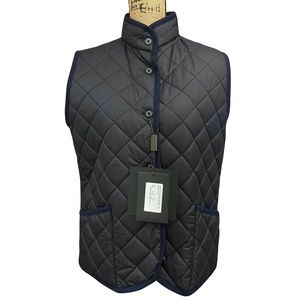 NWT Mackintosh-Scotland Dark Blue Vest With Faux Fur Lining Size 44